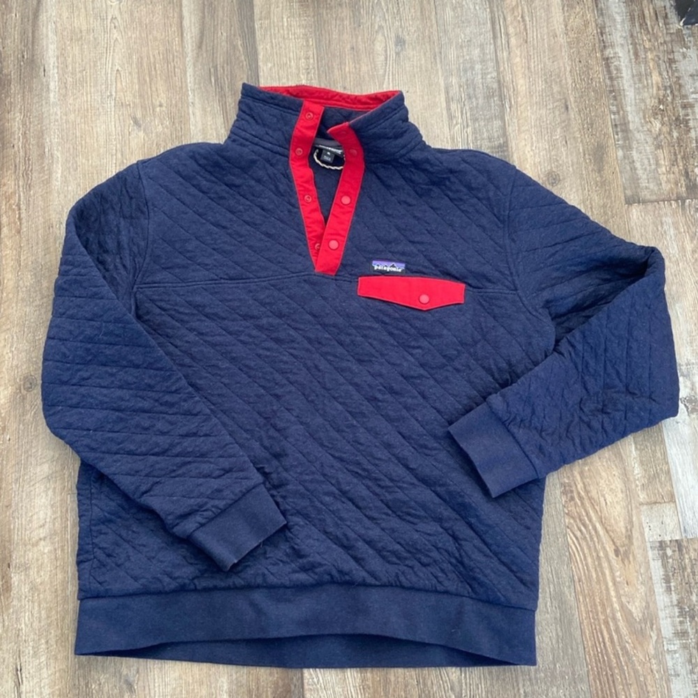 Patagonia Quilt Snap T Pullover sweatshirt navy and red size men’s XL